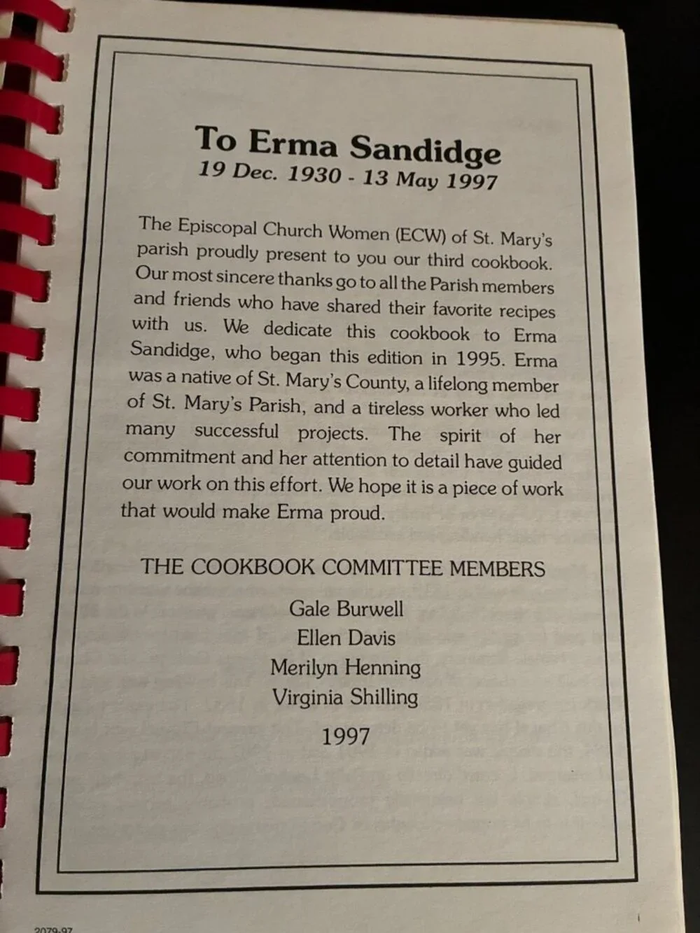 More Favorite Recipes Trinity Church St. Mary's Chapel Maryland Cookbook 1997